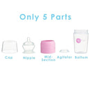 PopYum 9 oz Pink Anti-Colic Formula Making/Mixing/Dispenser Baby Bottles, 3-Pack with