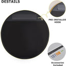 24 Inch Round Bathroom Mirror - Wall Mounted Circle Mirror with Metal Frame, Modern Mirror Suitable for Bathroom, Vanity, Entryway, Living Room, Wall Decor,Gold by CozyNest Decor