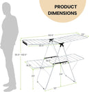 COSTWAY Clothes Drying Rack, Foldable 2-Level Laundry Drying Rack w/Height-Adjustable Wings, 33 Drying Rails & Sock Clips, Standing Large Drying Rack for Clothing, Indoor Outdoor Use by CozyNest Decor