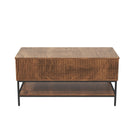 Rectangle Lift Top Coffee Table With Hidden Storage And Lower Shelf - Brown by HouseOfZazla