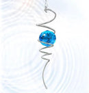Gazing Ball Spiral Tail, Wind Spinner Spiral Peacock Blue Crystal Orb with Swivel Hook, Sun Catcher Rainbow Maker Hanging Decor for Yard Garden Rotating Art Ornaments Great Gifts 13" Height by GreenHaven Gardens