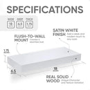 Homeforia White Floating Shelf 18 inch, High End Solid Real Wood 18inch Bathroom Floating Shelves for Wall Mounted, White Wooden 18in Floating Shelves, Heavy Duty Bracket, 18 X 6.5 X 1.75 in, Set of 3 by CozyNest Decor