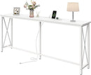 SUPERJARE 70 Inch Console Table with Outlets and USB-C Port, Extra Long Behind Couch Sofa Table with X-Shaped Design, Narrow for Entryway, Living Room, Metal Frame, Wooden Top, White by CozyNest Decor