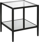 Henn&Hart 20" Wide Square Side Table with Mirror Shelf in Blackened Bronze, Table for Living Room, Bedroom by CozyNest Decor