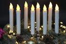 DRomance 9" Flameless Window Taper Candles Battery Operated with 8-Key Remote and Timer, 8 Pack White Christmas Holdiay Window Candles with Silver Holders, Suction Cups and AA Batteries Included by GreenHaven Gardens