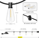 OHLUX 120FT Outdoor String Lights, 62 ST38 Edison LED Bulbs, E12 Base, 2200K Cafe Warm Color, Max.Connectable 14 Strands, Anti-Fall & Waterproof, Dimmable, Hanging for Outside Patio Backyard Bistros by CozyNest Decor