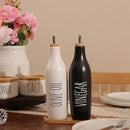 HOMCDALY Olive Oil and Vinegar Dispenser Set, 16oz Ceramic Oil Dispenser for Kitchen, Kitchen Dispenser Bottle for EVOO Vinegar Syrups, Modern Farmhouse Design| Set of 2 – P-Black&White by CozyNest Decor