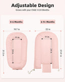 Baby Lounger for Newborn 0-24 Months, Breathable & Soft Infant Lounger, Adjustable Tummy Time Lounger for Home and Travel, Baby Girls & Boys Newborn Babies Essentials Stuff, Pink by TinyTreasures Baby Boutique