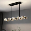 Dining Room Light Fixture,Modern Crystal Chandeleirs Semi Flush Mount Ceiling Light Fixture,Black Metal Crystal Pendant Light for Kitchen Island Farmhouse Dining Room,Living Room (10-Lights) by CozyNest Decor