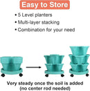 DUNCHATY Stackable Vertical Garden Planter with Wheels, 5 Tier Herb Planter Pots for Growing Vegetables and Succulents, Teal by GreenHaven Gardens