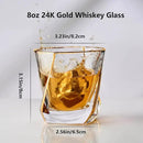 Crystal Whiskey Glasses Set of 2 with 24K Gold Rim,Bar Glasses,Twisted Whiskey Glass Gold Collection for Bourbon,Scotch and Wine,Rock Barware for Men Gift - 8oz by CozyNest Decor