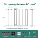 BABELIO 36-Inch Tall Baby Gate, 26-40" Wide Auto-Close Pet Gate, Easy Install and No-Drilling, Pressure Mounted with Wall Protectors and Extension Kits, Gray by TinyTreasures Baby Boutique