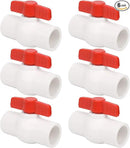 6Pcs 3/4" PVC Ball Valve Water Pipe Shut-off Valve Socket with Red T-Handle for Cold Water Supply lines, Irrigation Pipe fitting System(Socket x Socket), Schedule 40 by GreenHaven Gardens
