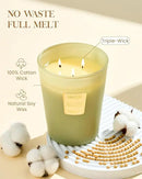 M&SENSE Eucalyptus & Cedarwood Scented Candle, 3 Wick 35oz Natural Soy Wax Candles for Home Scented, Green Candles Gift for Spring, 150 Hours Long Lasting Slow Burning by CozyNest Decor