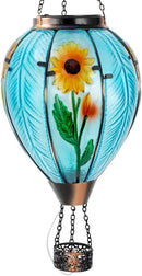 Starsoul Large Solar Hot Air Balloon Lantern with Flame Sunflower Glass Hanging Outdoor Hot Air Balloon Solar Light Waterproof Garden Patio Yard Party Decorations by GreenHaven Gardens