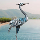 Crane Garden Decor Statue, Blue Heron Garden Statue Metal Yard Art Outdoor Decoy, Garden Sculptures & Statues for Yard/Garden/Lawn/Pond/Outdoor Decoration, 1Pc by GreenHaven Gardens