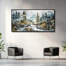 PHAOHUAXM Large Canvas Printing Artworks Wall Art For Bedroom Wall Decor For Living Room Office Home Decor Rivulet View Painting Forest Tree Landscape Watercolour Pictures Black Framed 30x60 In by CozyNest Decor