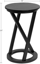 Kate and Laurel Aja Modern Side Table, 15 x 15 x 23, Black, Decorative Modern Geometric Wood Bedroom Nightstand Table with Round Tabletop and Unique Slanted Legs by CozyNest Decor