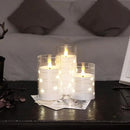 NURADA Flickering Flameless Candles: Built-in Star String Lights Acrylic 3D Wick Battery Operated LED Pillar Candles with Remote and Timer for Romantic Mood Home Decoration - 3 Pack Pure White by CozyNest Decor