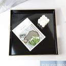 Spsyrine Black Decorative Tray for Living Room, Square Modern Plastic Coffee Serving Table Tray for Ottoman Bathroom Kitchen, 13"*13" by CozyNest Decor