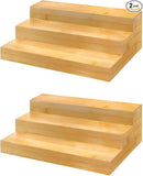 Spice Rack Organizer for Cabinet - Bamboo Spice Shelf, 3 Tier Seasoning Organizer for Countertop, Kitchen, Pantry 2 Pack by CozyNest Decor