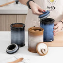 Nihow Ceramic Food Storage Jar: 22 FL OZ Container with Air Tight Ceramic Lid for Coffee/Salt/Peper/Tea/Sugar/Spice - Seal Damp-proof Canisters Sets for The Kitchen - Piece of 1 (Brown) by CozyNest Decor