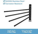 Black Towel Rack JSVER Swivel Towel Rack Wall Mounted, SUS304 Stainless Steel Towel Bar, 4 Arms Space Saving Towel Holder, Towel Racks for Bathroom by CozyNest Decor
