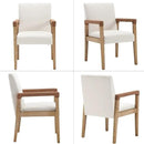 Kmax Modern Dining Chairs Set of 6 Linen Fabric Kitchen Arm Chairs Upholstered Accent Chairs with Wooden Legs for Dining Room, Living Room, Bedroom, White by CozyNest Decor