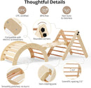 Pikler Triangle Set with Cushion, 8-in-1 Toddler Climbing Toys Indoor, Wooden Montessori Climbing Set with Arch Ramp,Ladder&Tent Cloth, Baby Indoor Climber Jungle Gyms for Toddlers Toy, Natural by TinyTreasures Baby Boutique
