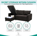Naomi Home L-Shaped Reversible Sectional Sofa with Pull-Out Sleeper Bed and Storage Chaise, Espresso Velvet by CozyNest Decor
