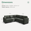 HONBAY Corduroy Modular Sectional Sofa with 5 Seaters, Sectional Corner Sofa with Chaise, L Shape Couches for Living Room, Green by CozyNest Decor