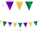 Mardi Gras Party Decorations Purple Green and Gold Metallic Fabric Triangle Pennant Banner Flag Hanging Bunting Garland for Birthday Wedding Baby Shower Bridal Shower Holiday Masquerade Party Supplies by GreenHaven Gardens