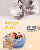 Baby Suction Bowls with Lids 4-Pack, 2-in-1 Stainless Steel 304 Toddler Bowl & Removable Silicone Suction Kids Bowl Plate Set Non Toxic Snack Dishes for Self-Feeding, Unicorn Magic Set by TinyTreasures Baby Boutique