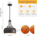 WUZUPS Chandelier Rustic Farmhouse Industrial Round Ceiling Pendant LED Light Fixture with Open Bottom Drum Shade, H 15.7" x W 13.4", Distressed Rust by CozyNest Decor