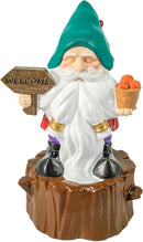 Bbiamsleep 8 Inch Garden Gnome Statue Resin Gnome Figurine with Welcome Sign Outdoor Garden Gnome with Tree Stump Gnome Lawn Statue for Indoor Outdoor Home Patio Yard Lawn Fairy Garden Decor by GreenHaven Gardens