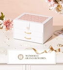 White Jewelry Box Organizer: Home Decor for Women - 2-Drawer Holder for Valentine’s Day Birthday Christmas White Pink by TinyTreasures Baby Boutique