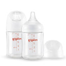 Pigeon Glass Nursing Bottle Wide Neck, Anti-Colic, Streamlined Body, Natural Feel, Easy to Clean, Heat-Resistant, 5.4 Oz(Pack of 2), Includes 2pcs SS Nipples (0m+) by TinyTreasures Baby Boutique