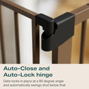 Cumbor 29.7-46" Baby Gate for Stairs, Mom's Choice Awards Winner-Auto Close Dog Gate for the House, Easy Install Pressure Mounted Pet Gates for Doorways, Easy Walk Thru Wide Safety Gate for Dog, Brown by TinyTreasures Baby Boutique