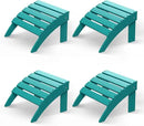 GREENVINES Adirondack-Ottoman | Set of 4 | HDPE Plastic | Outdoor Footrest | All Weather | Foot Rest | Foot Stool | Aqua | for Adirondack Chair | for Patio Backyard Pool by CozyNest Decor