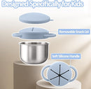 BUSOHA 2 Pack Stainless Steel Toddler Snack Cups - 9 OZ Spill-Proof Baby Snack Containers with Silicone Catcher and Lid Travel Snack Containers for Kids Food Grade Silicone Dishwasher Safe by TinyTreasures Baby Boutique