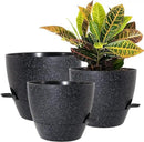10/9/8 inch Self Watering Pots, Set of 3 Plastic Planters with Mesh Drainage Holes and Deep Reservoir for Indoor Outdoor Garden Plants and Flowers, Black Speckles by GreenHaven Gardens