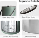 3L Ice Bucket with Silicone Lid, Scoop, Tongs & Strainer, Stainless Steel Double Wall Insulated Ice Buckets for Parties & Cocktail Bar, Outdoor Champagne Ice Container Bin, Dusty Green by CozyNest Decor