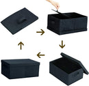 HOONEX Linen Foldable Storage Bins with Lids, 2 Pack, Storage Boxes with Carrying Handles and Sturdy Heavy Cardboard, 16.5" L x 11.8" W x 7.5" H for Shoes, Books, Clothes, Nursery, Dark Grey by TinyTreasures Baby Boutique