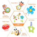 Koty Baby Stroller Arch Toy with Teether, Rattle, Crinkle Sound, Mirror & Music Box, Newborns Sensory Activity Carrier Take-Along Toy, Adjustable for Bouncers, Car Seat & Pram 0M+(Deer) by TinyTreasures Baby Boutique