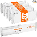 Lifewit 5 Pack Drawer Dividers 4" High, 10.5-16.5" Dresser Drawer Divider, Adjustable Drawer Organizers for Clothes, Plastic Drawers Separators for Dresser, Bedroom, Bathroom, Kitchen, Office by TinyTreasures Baby Boutique