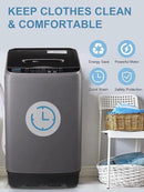 Full-Automatic Washing Machine 17.7 lbs Small Compact Portable 10 Wash Program & 8 Water Level Compact Washer with LED Display Ideal for Apartments, RV, Camping, Grey (KB03-GREY6) by CozyNest Decor