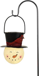 TERESA'S COLLECTIONS Outdoor Christmas Decorations for House, 36'' Snowman Glass Solar Lantern Stake with Black Cardinal Hat, Xmas Solar Christmas Lights for Garden Party Decor by GreenHaven Gardens