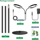 Large Plant Light for Indoor Plants, 2 Head Full Spectrum Grow Light with 68" Adjustable Stand for Growing Large Tall Plants, Black Halo Floor LED Grow Lamp with 16 Hour Timer by GreenHaven Gardens