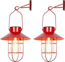 pearlstar Solar Lanterns Outdoor Christmas Metal Solar Powered Hanging Lights Waterproof for Wall Barn Yard Garden Patio Garage Balcony Porch Fence Decor, Warm White Edison Bulb (Red-2pack) by GreenHaven Gardens