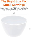 Amazon Basics Round Melamine Bowl, 8 oz, White, 6 Piece Set (Previously AmazonCommercial brand) by CozyNest Decor